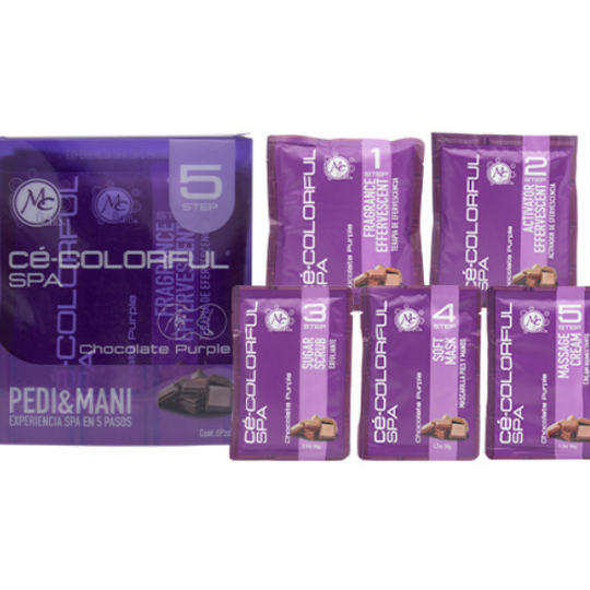 MC colorful spa kit pedi & mani 5 step 6 pz chocolate purple